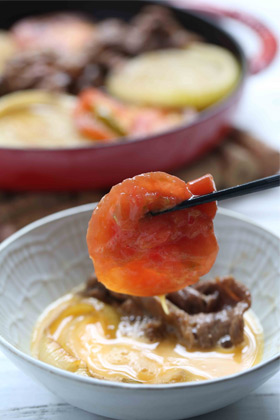 だしマリネ トマトすき焼き