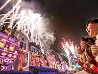 花火の演出はゲストにも大人気。