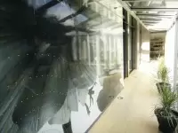 オフィス内の廊下も、デザイン性の高い明るい空間に作り上げています。