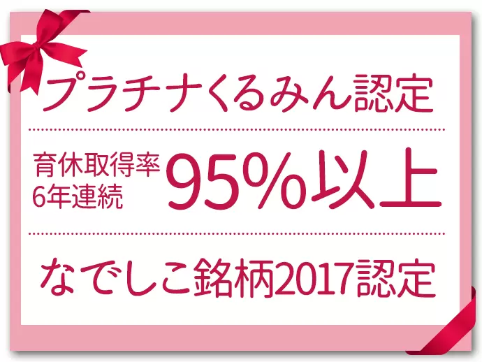 当社は、女性が働きやすい「優良企業」として様々な認定を受けており、これからも努力し続けて参ります