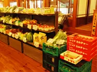 受付にある野菜コーナー。業者とのやり取りもお任せ。野菜に詳しくなれるかも！