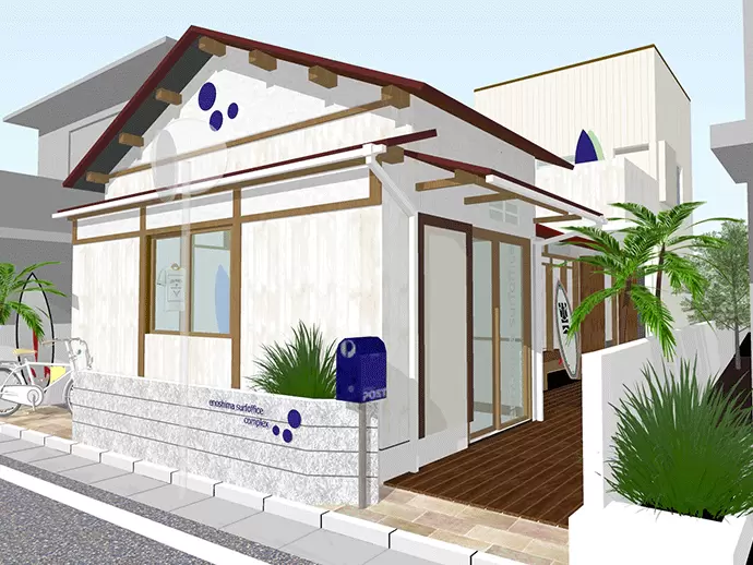 江ノ島でのサーファー向けシェアオフィス活用例。空き家に新たな風を吹き込む新しい不動産の活用方法です。