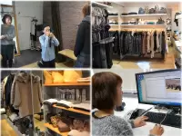 Webスタッフは本社内でモデルの撮影を行っています。販売スタッフと一緒にコーディネートを考えることも！