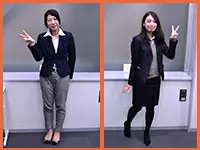 「意見を求められるのが嬉しい！」（写真左：井口）「広告業界に憧れて入社しました！」（写真右：森本）