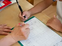 「×」はつけない！できた個所を見つけてほめる指導をしています！