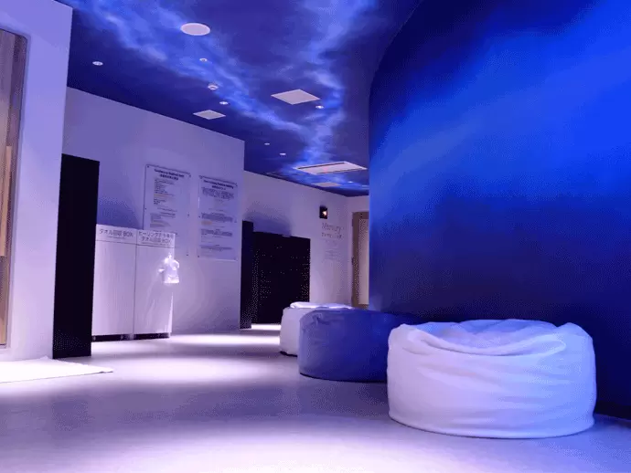 岩盤浴を体験できる「ヒーリングテラ」のコーナー☆くつろぎの空間です♪