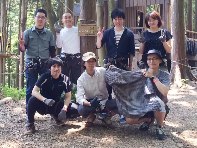 休みが合う時はスタッフ同士で遊びに行く事も。この時はアスレチックで汗を流しました！