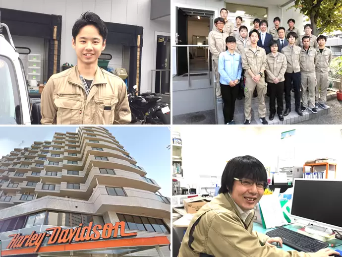 事務は全部で４名。３０代、４０代が活躍中です。施工スタッフは若手の男性が多いです。