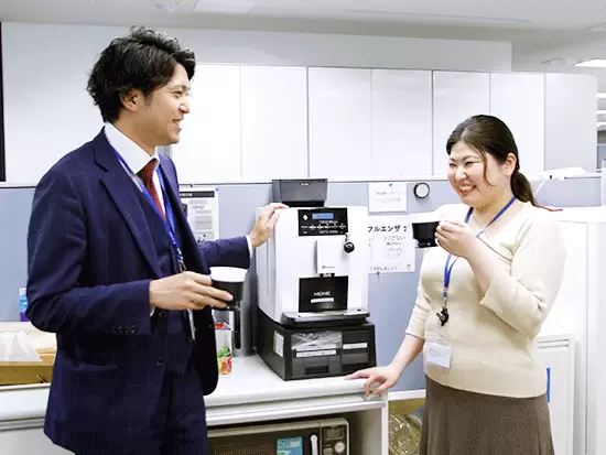 フリードリンクなどは社員の要望から設置されました。意見はすぐに実現される風通しの良さがあります。