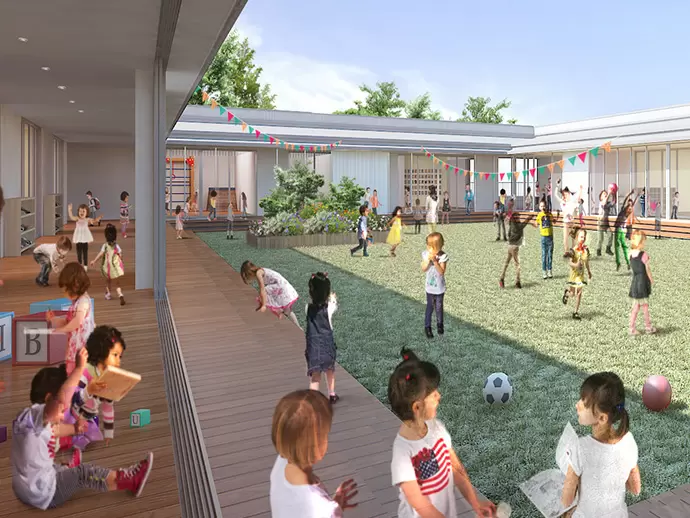 2階に中庭園庭を採用！2019年4月開園予定の当園を一緒に盛り上げていきましょう！