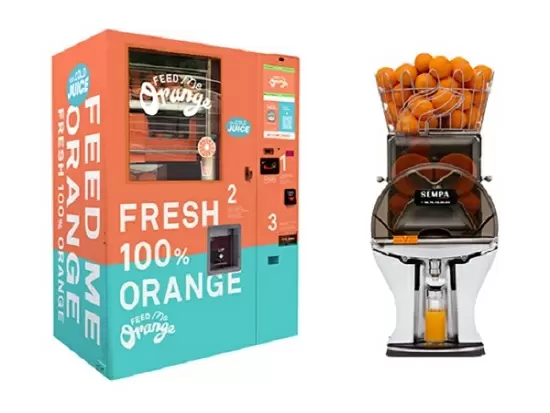 新規サービス「Feed ME Orange」です！新規事業は、このようなおしゃれな機械を扱います♪