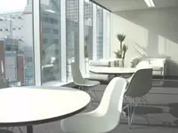 白を基調とした快適なオフィスは仕事もはかどります