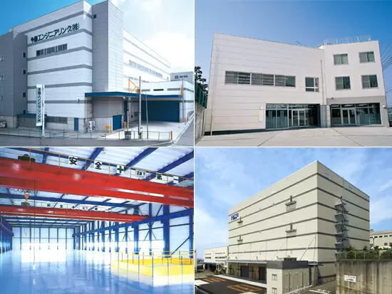 当社が管理運営する倉庫の一部。右上の建物が皆さんが勤務する社屋です。