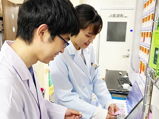 事務業務や受付だけでなく、調剤補助や安納芋の販売などさまざまな業務を経験できます！