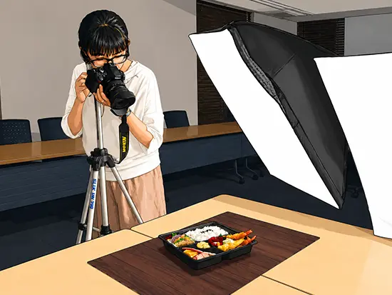 本格的な機材を使った商品撮影も！安定した環境の中、腰を据えてデザイン業務に専念できます。