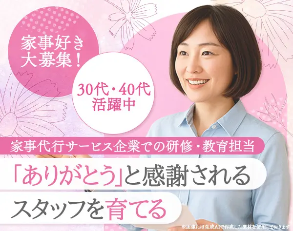 家事スタッフの研修・教育担当*30代・40代活躍*月収35万～50万円*新宿勤務