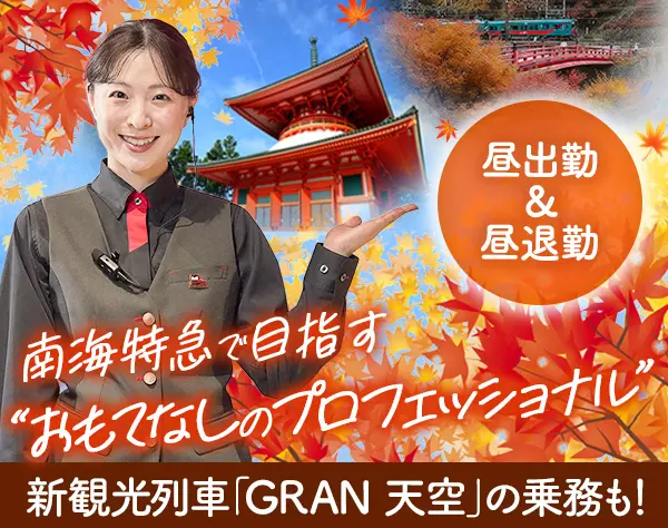 南海特急『サザン』のパッセンジャーアテンダント★未経験歓迎★20代活躍中