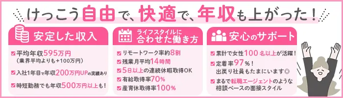 SE/PG*人柄採用*定着率96%*賞与昨年度実績3.5ヶ月分*リモートOK*副業OK