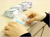 ▲部署の在庫を減らすため、小分けにしています。