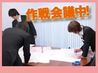 営業現場に行く前の準備。チームごと、個人ごとに、担当エリアでの1日の行動を決めます