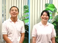 先輩社員大熊(左)、我妻(右)「人の良さを十分に感じられる環境ですよ！」