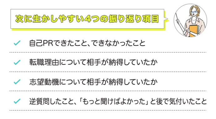 自己PR、転職理由、志望動機、逆質問の成果