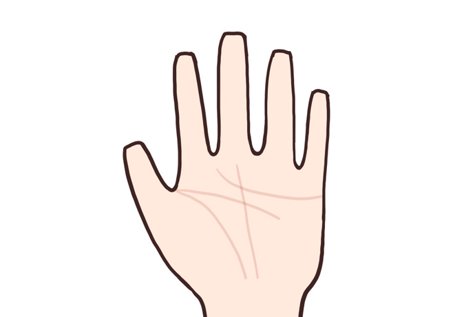 四角い指を示す手相のイラスト