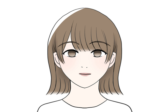 三日月型の眉の女性のイラスト